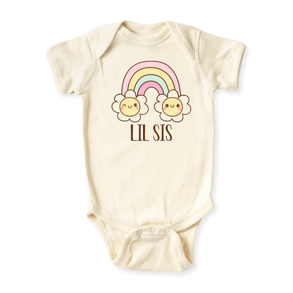 Lil Sis Baby Bodysuit, Flower Sister Matching Tshirt