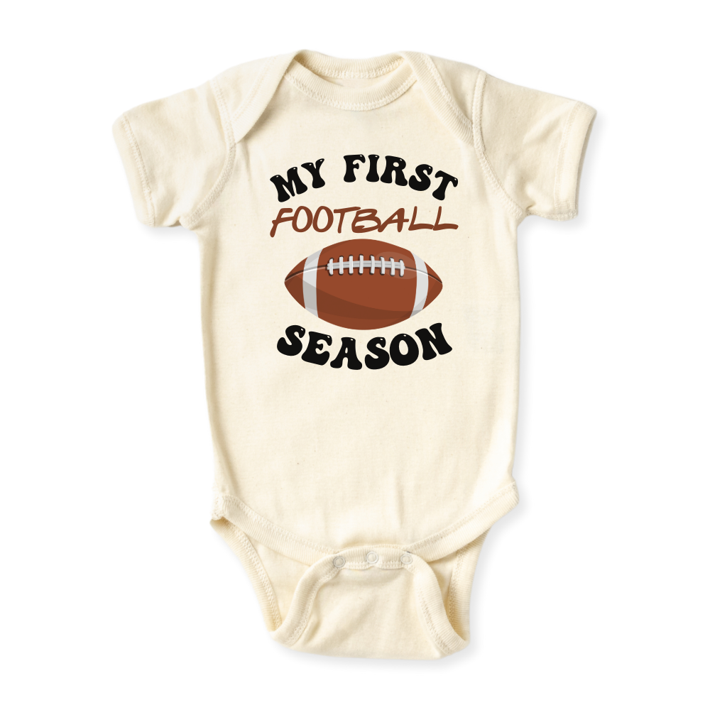 My First Football Season Baby Bodysuit, Kids & Toddler T-Shirt – Sport Baby Gift for Football Fans