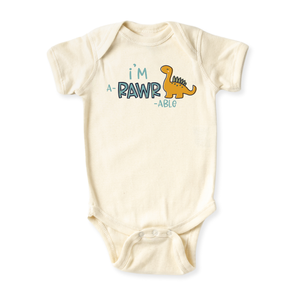 I'm A-Rawr-Able Dinosaur Tshirt Dino Baby Bodysuit Toddler & Kids T-Shirt, Dinosaur Outfit