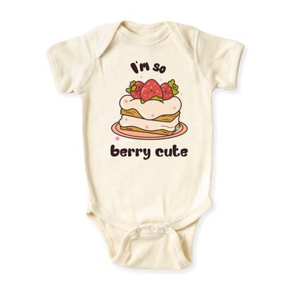 Strawberry Shortcake Dessert Sweet Baby onesie newborn onsie baby shower gift Fall Halloween Autumn baby girl toddler kids shirt tshirt unisex bodysuit pregnancy announcement baby surprise baby reveal Summer Spring Strawberries Berry Cute Fruits