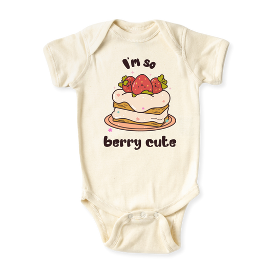Strawberry Shortcake Dessert Sweet Baby onesie newborn onsie baby shower gift Fall Halloween Autumn baby girl toddler kids shirt tshirt unisex bodysuit pregnancy announcement baby surprise baby reveal Summer Spring Strawberries Berry Cute Fruits