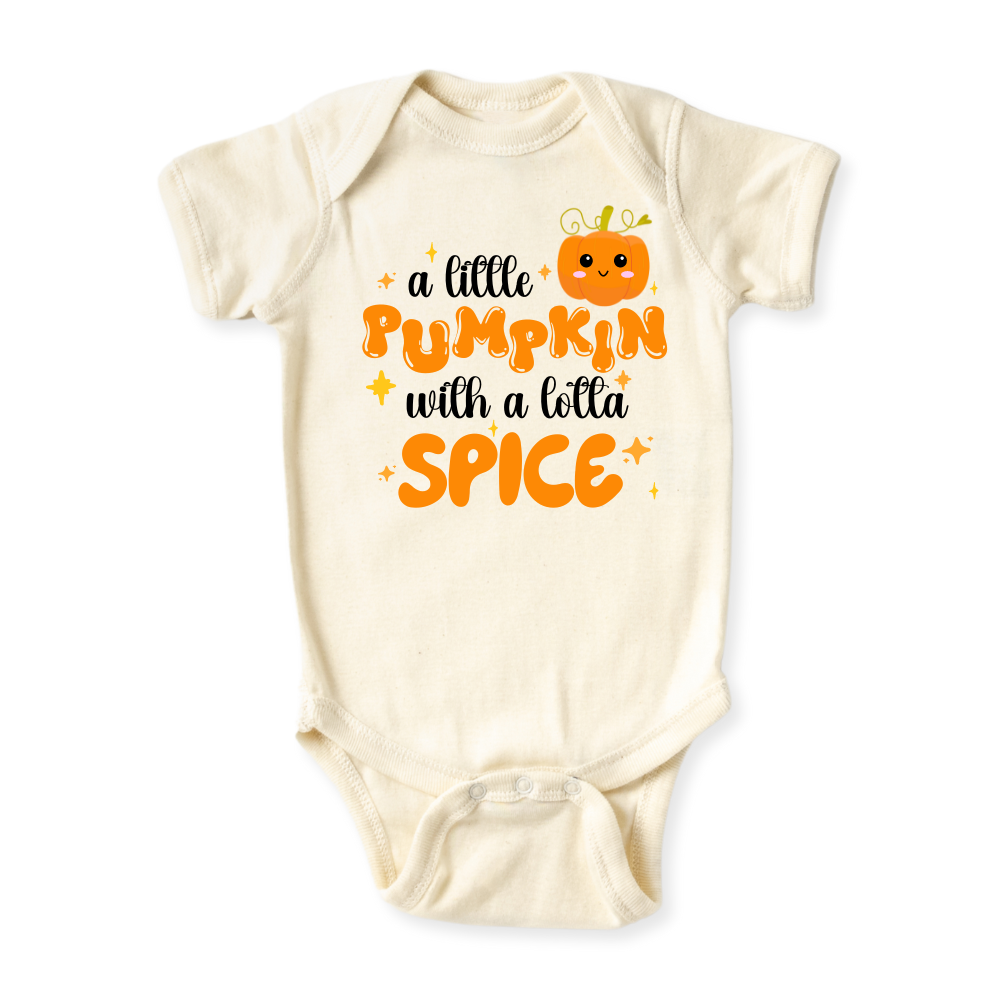 A Little Pumpkin with a Lotta Spice Cute Fall Baby Bodysuit, Toddler & Kids T-Shirt – Cute Pumpkin Outfit