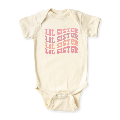 baby onesie onsie clothes girl boy funny newborn gifts outfit toddler infant jersey apparel daddy shirt baby shower kids unisex bodysuit little cute cool clothing mommy cotton newborn Little Siter Big Sister Pastel Pink