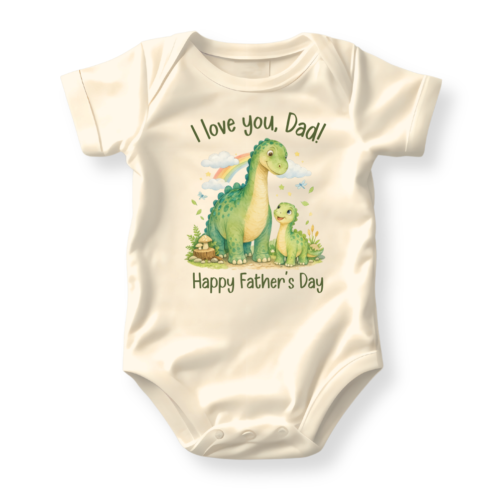 I Love You Dad - Happy Father's Day Dinosaur Baby Bodysuit - Family Outfit