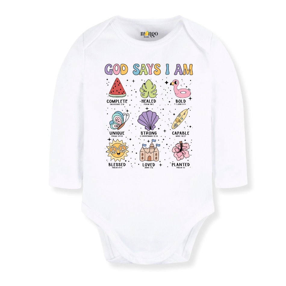 God Says I am Beach Baby Bodysuit Inspirational Tshirt for Kids Toddler Tee Baby Girl Outfit Summer Tee