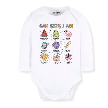 God Says I am Beach Baby Bodysuit Inspirational Tshirt for Kids Toddler Tee Baby Girl Outfit Summer Tee