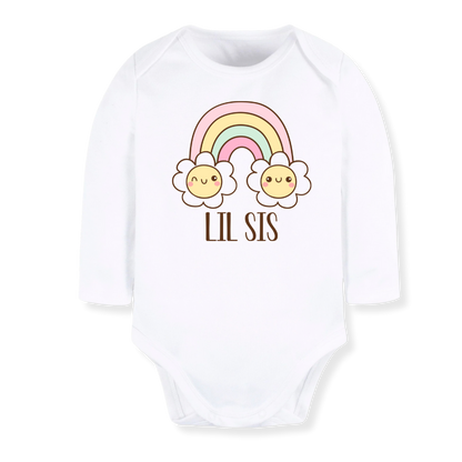 Lil Sis Baby Bodysuit, Flower Sister Matching Tshirt