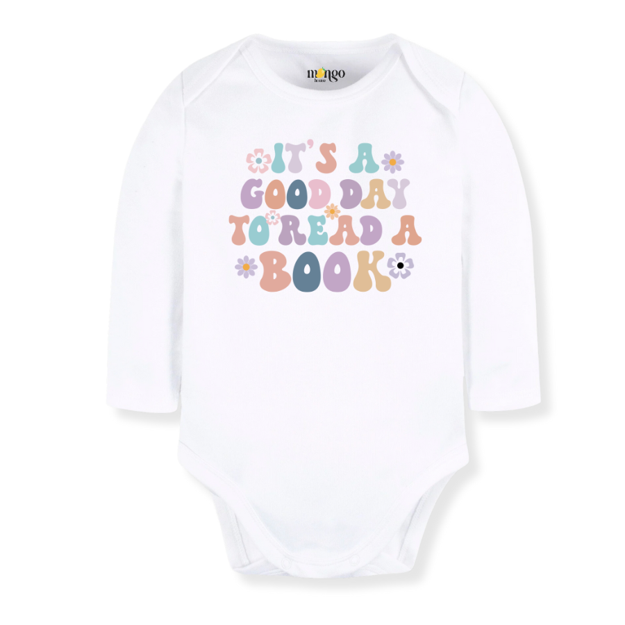 It's a Good Day to Read a Book Retro Girl Tshirt, Inspirational Tee for Baby Girl Bodysuit, Retro Flower Shirt