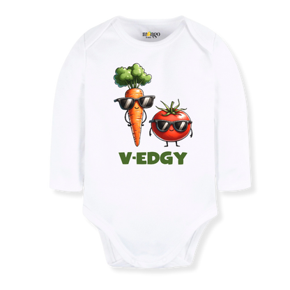 V-Edgy Baby Bodysuit, Cute Carrot & Tomato Design Kids T-Shirt & Toddler Tee, Fun Veggie-Themed Outfit