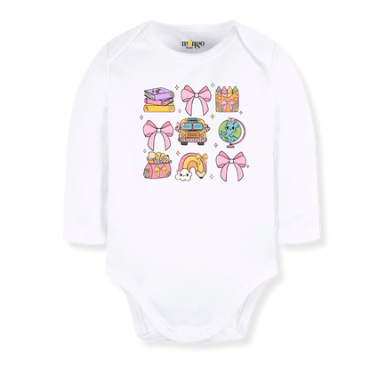 Cute School Theme Toddler & Kids T-Shirt - Pink Bows Flowers Girl Shirt Retro Tee