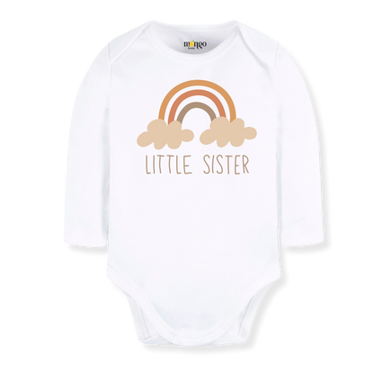 Little Sister Boho Rainbow Baby Bodysuit Sister Tshirt for Kids Siblings Tee, Baby Gift for Newborn Outfit
