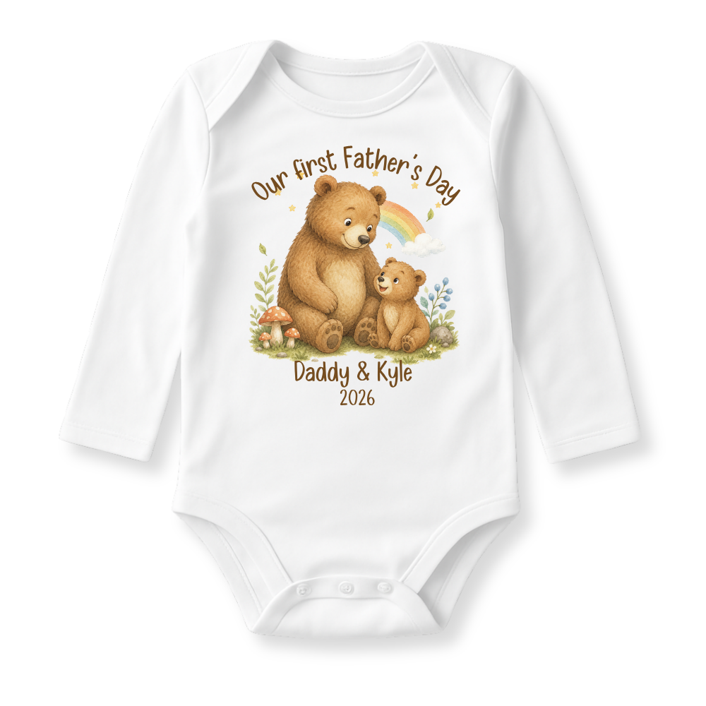 Our First Father's Day Baby Bodysuit, Baby Bear Daddy and Me Matching Outfit