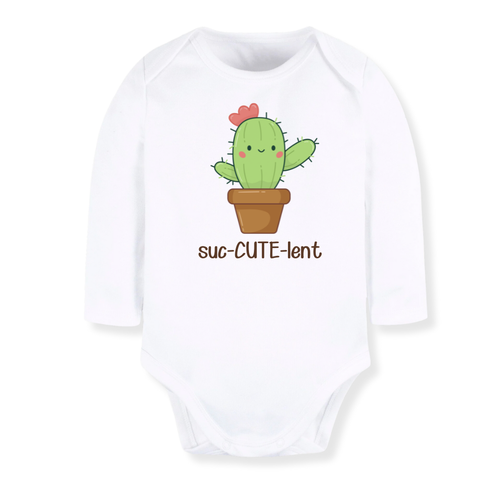 Suc-CUTE-lent Baby Bodysuit, Cute Succulent Girls Tee