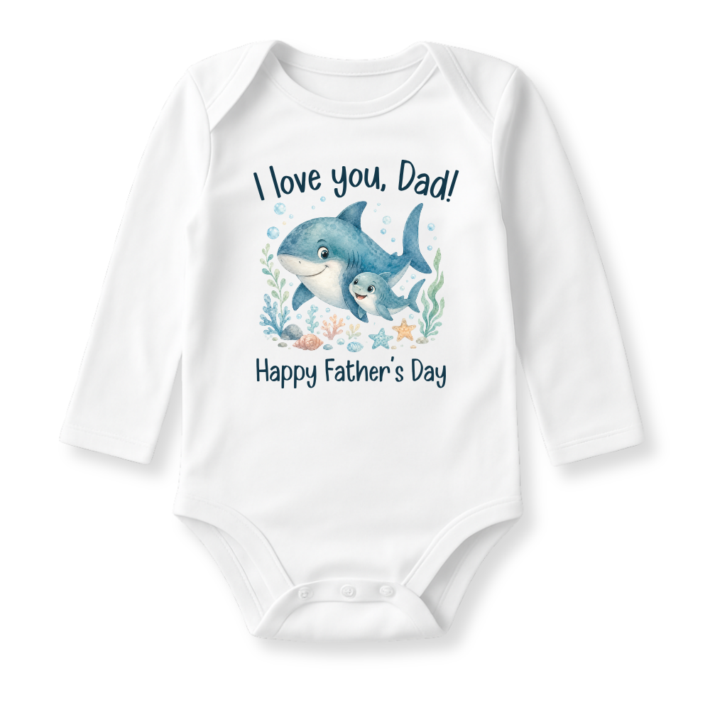 I Love You Dad - Happy Father's Day Shark Baby Bodysuit - Family Outfit