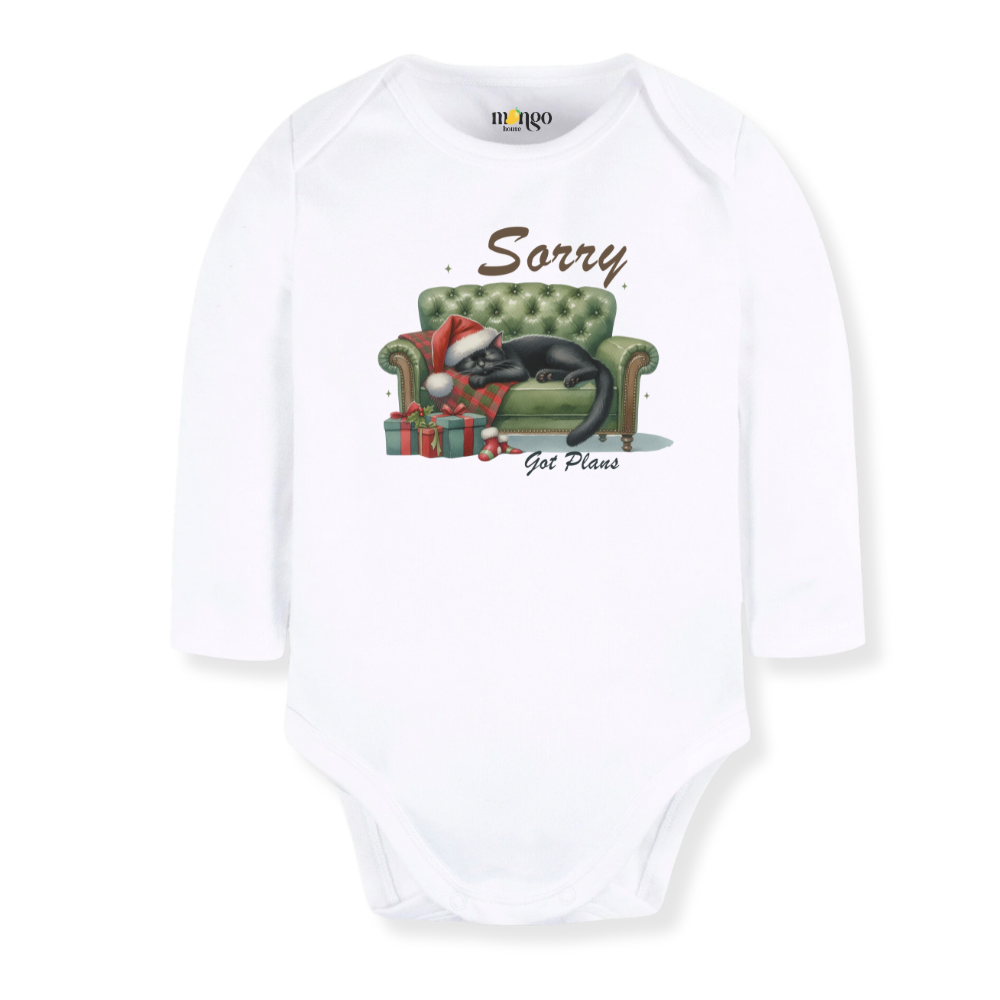 Sorry Got Plans Cat Christmas Baby Bodysuit Funny Tshirt for Kids Toddler Tee Christmas Gift for Baby Clothes