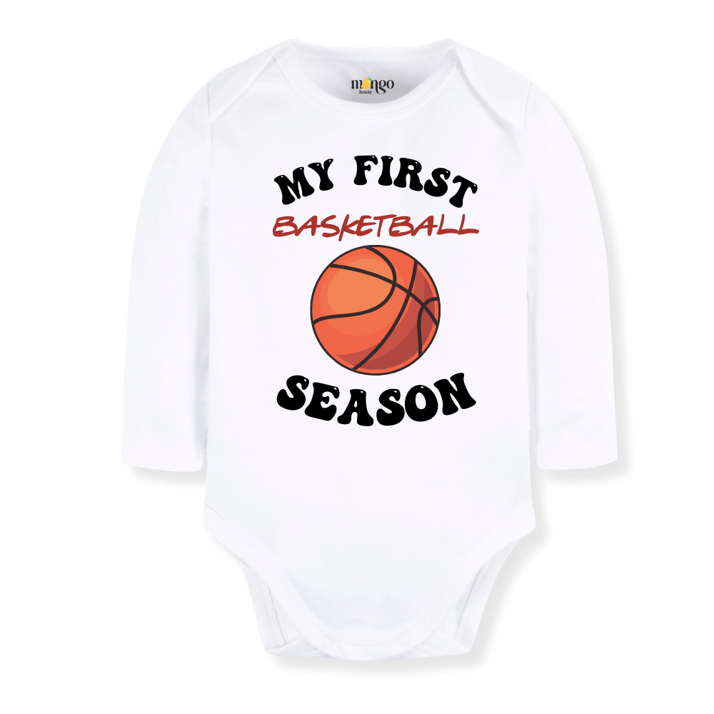 My First Basketball Season Baby Bodysuit, Kids & Toddler T-Shirt – Sport Baby Gift for Basketball Fans