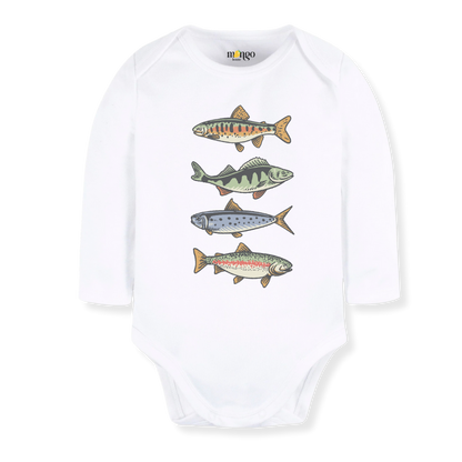 Trout Fish Baby Bodysuit Fishing Tshirt for Kids Toddler Tee Fishing Outfit Fish Sweater