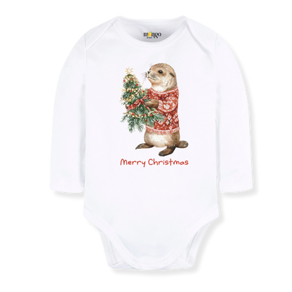 Cute Otter Merry Christmas Baby Bodysuit, Kids & Toddler T-Shirt – Otter Christmas Outfit