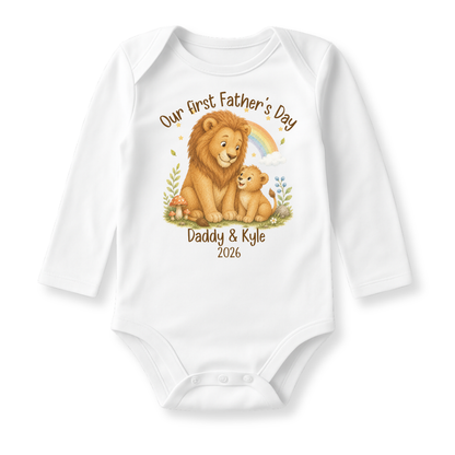 Our First Father's Day Baby Bodysuit, Lion Daddy and Me Matching Outfit