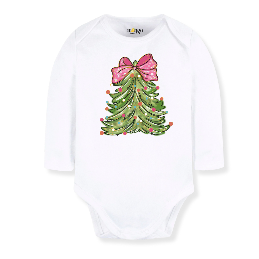Cute Christmas Baby Bodysuit, Kids & Toddler T-Shirt – Xmas Outfit for Girls Shirt Pink Bow