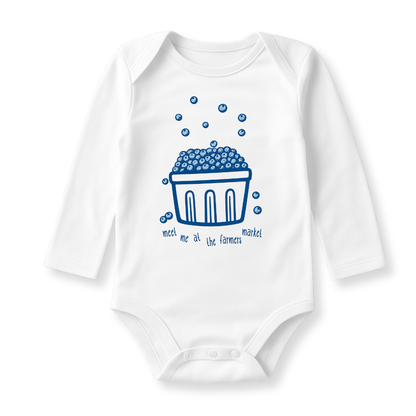 Meet Me at the Farmers Market Blueberry Basket Shirt – Baby Onesie | Toddler & Kids Tee | Unisex Summer Outfit