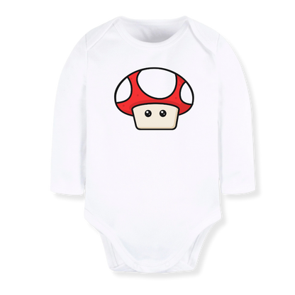 Red Mushroom Tshirt, Cute Mushroom Baby Bodysuit