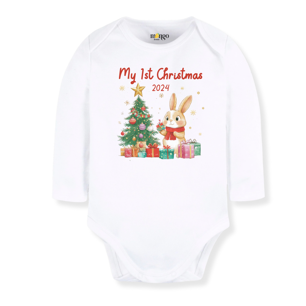 My First Christmas 2025 Baby Bodysuit, Kids & Toddler T-Shirt – Cute Bunny Outfit