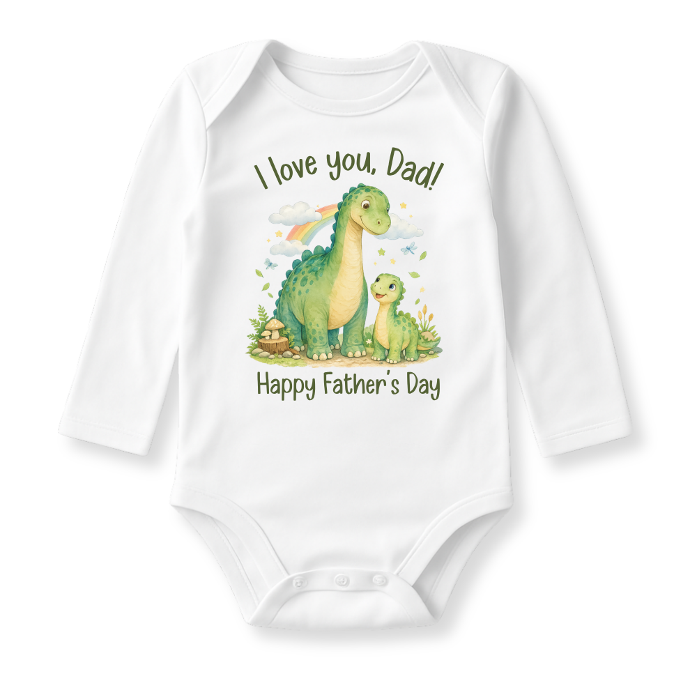 I Love You Dad - Happy Father's Day Dinosaur Baby Bodysuit - Family Outfit