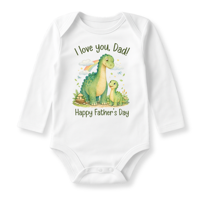 I Love You Dad - Happy Father's Day Dinosaur Baby Bodysuit - Family Outfit