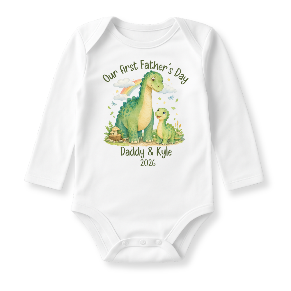 Our First Father's Day Baby Bodysuit, Dinosaur Daddy and Me Matching Outfit