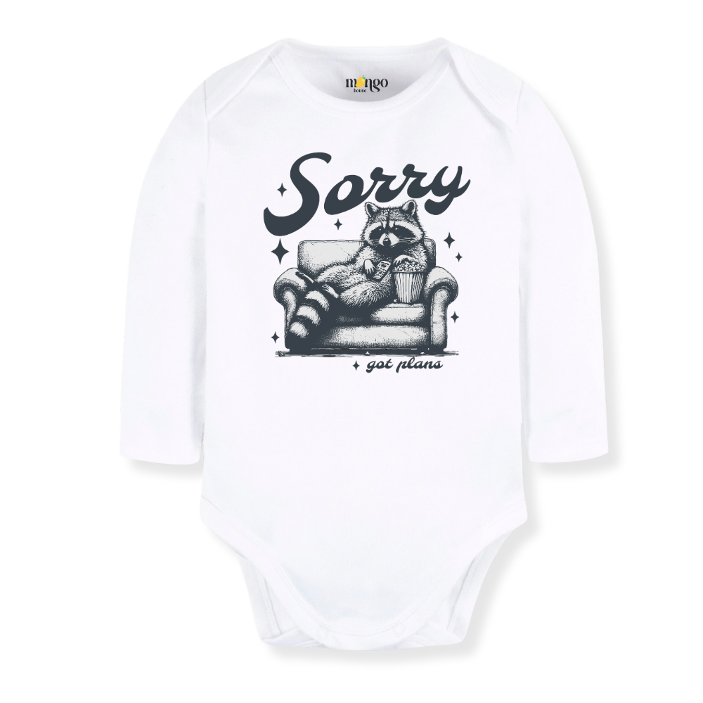 Sorry Got Plans Funny Racoon Baby Bodysuit Funny Tshirt for Kids Toddler Tee Cute Baby Gift for Baby Clothes