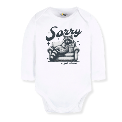 Sorry Got Plans Funny Racoon Baby Bodysuit Funny Tshirt for Kids Toddler Tee Cute Baby Gift for Baby Clothes