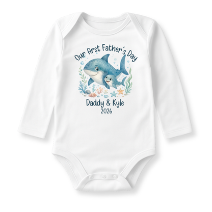 Our First Father's Day Baby Bodysuit, Shark Daddy and Me Matching Outfit