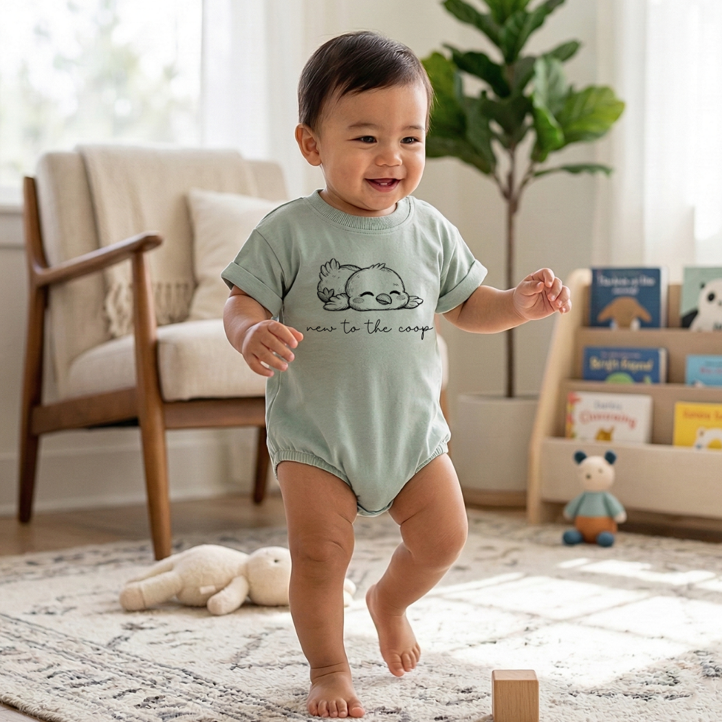 New to The Coop Baby Romper - Cute Chicken Cotton Baby Bodysuit