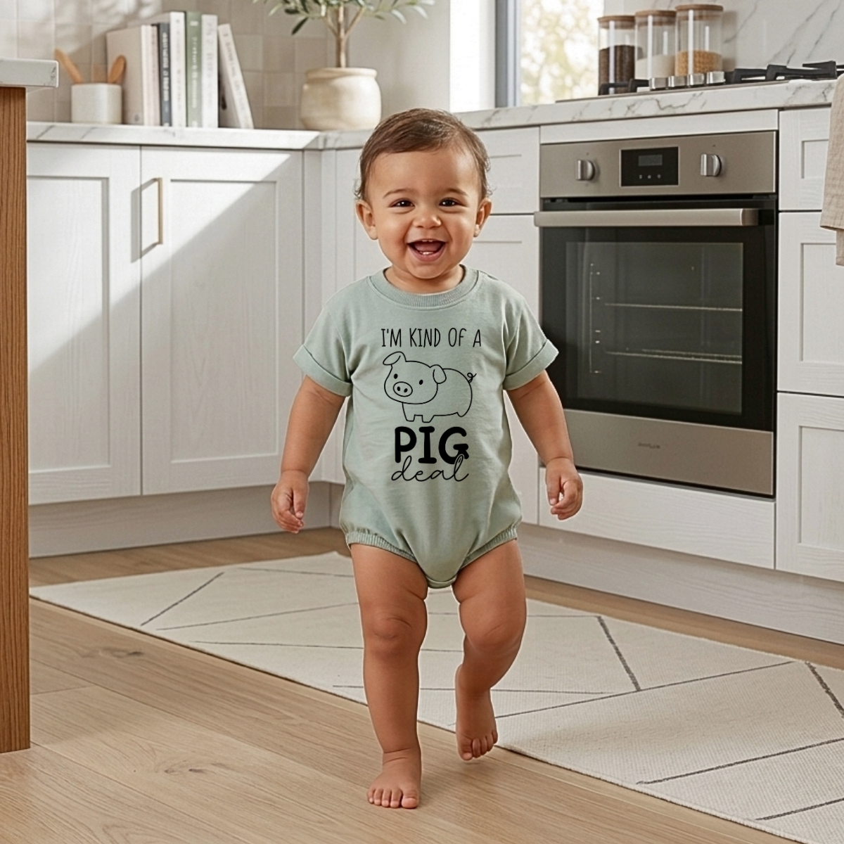 I'm Kind of a Pig Deal Baby Romper - Cute Pig Cotton Baby Bodysuit