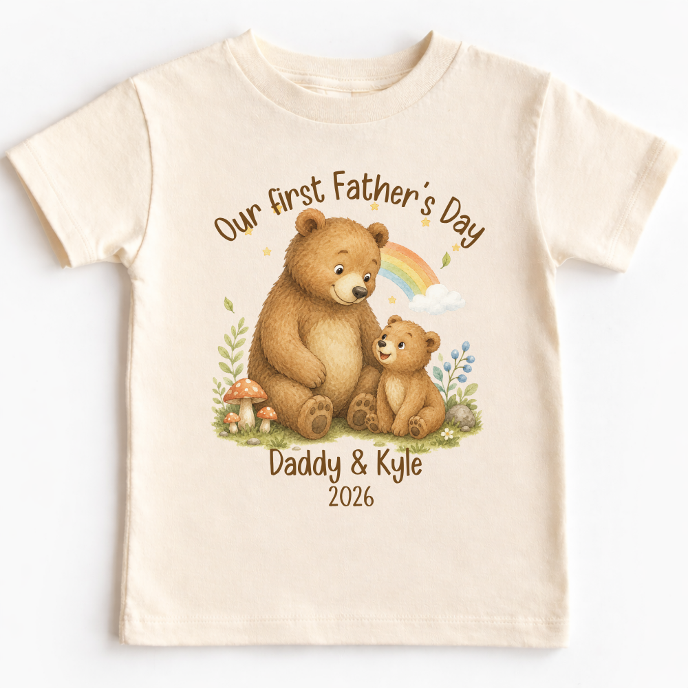Our First Father's Day Baby Bodysuit, Baby Bear Daddy and Me Matching Outfit