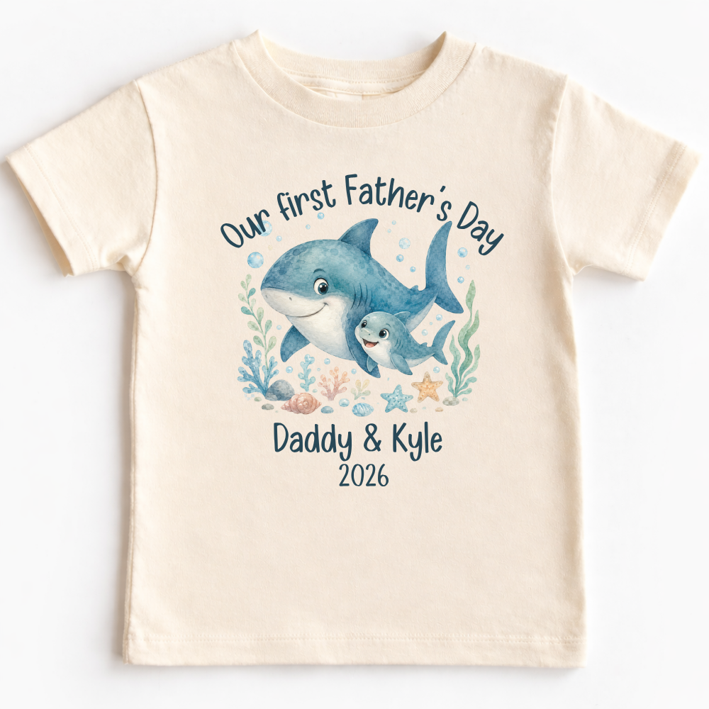 Our First Father's Day Baby Bodysuit, Shark Daddy and Me Matching Outfit