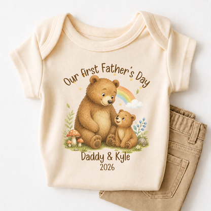 Our First Father's Day Baby Bodysuit, Baby Bear Daddy and Me Matching Outfit