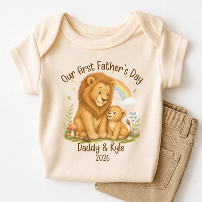 Our First Father's Day Baby Bodysuit, Lion Daddy and Me Matching Outfit