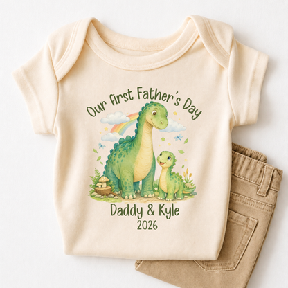 Our First Father's Day Baby Bodysuit, Dinosaur Daddy and Me Matching Outfit