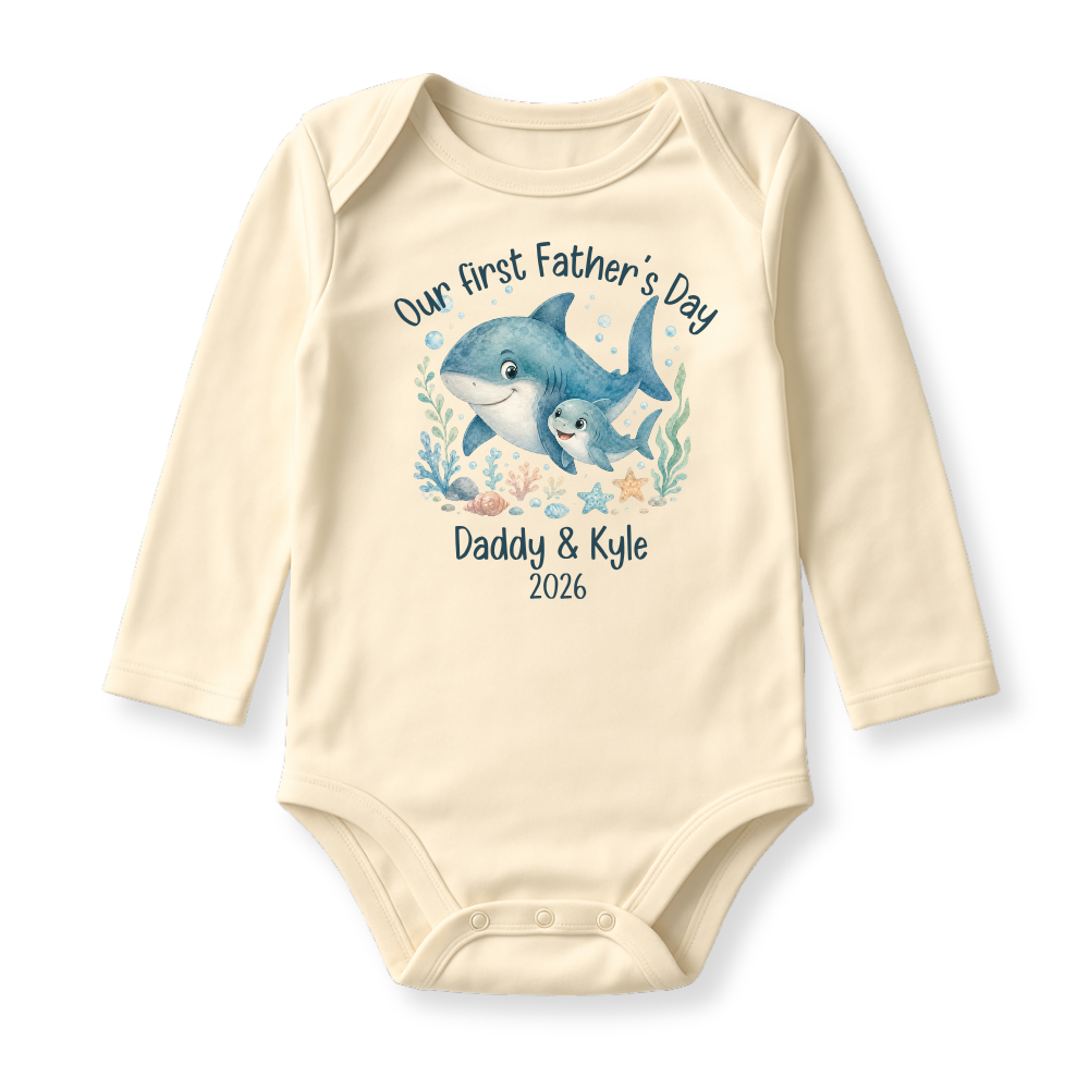 Our First Father's Day Baby Bodysuit, Shark Daddy and Me Matching Outfit