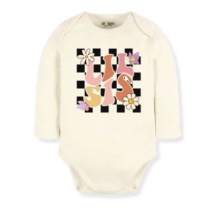 Retro Lil Sis Baby Bodysuit Cute Sister Tee Little Sister Outfit for Girls