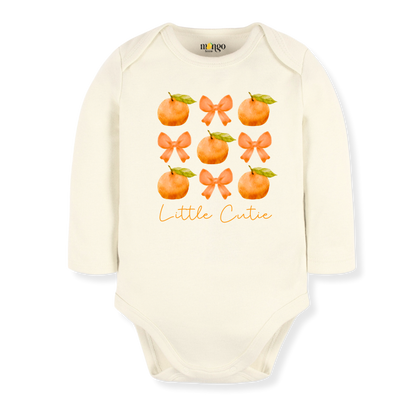 Little Cutie Baby Bodysuit with Cute Bows & Orange Design – Custom Baby Clothes, Unisex Newborn Gift, Kids & Toddler T-shirt