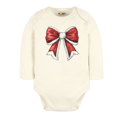 Red Bow Christmas Baby Bodysuit, Kids & Toddler T-Shirt – Xmas Outfit for Girls Shirt Cute Bow