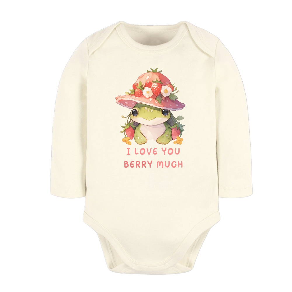I Love You Berry Much Baby Bodysuit - Strawberry Frog Graphic Tee