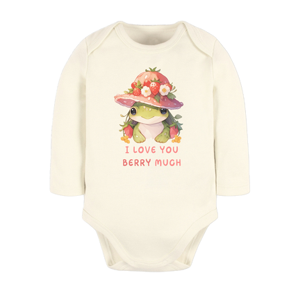 I Love You Berry Much Baby Bodysuit - Strawberry Frog Graphic Tee