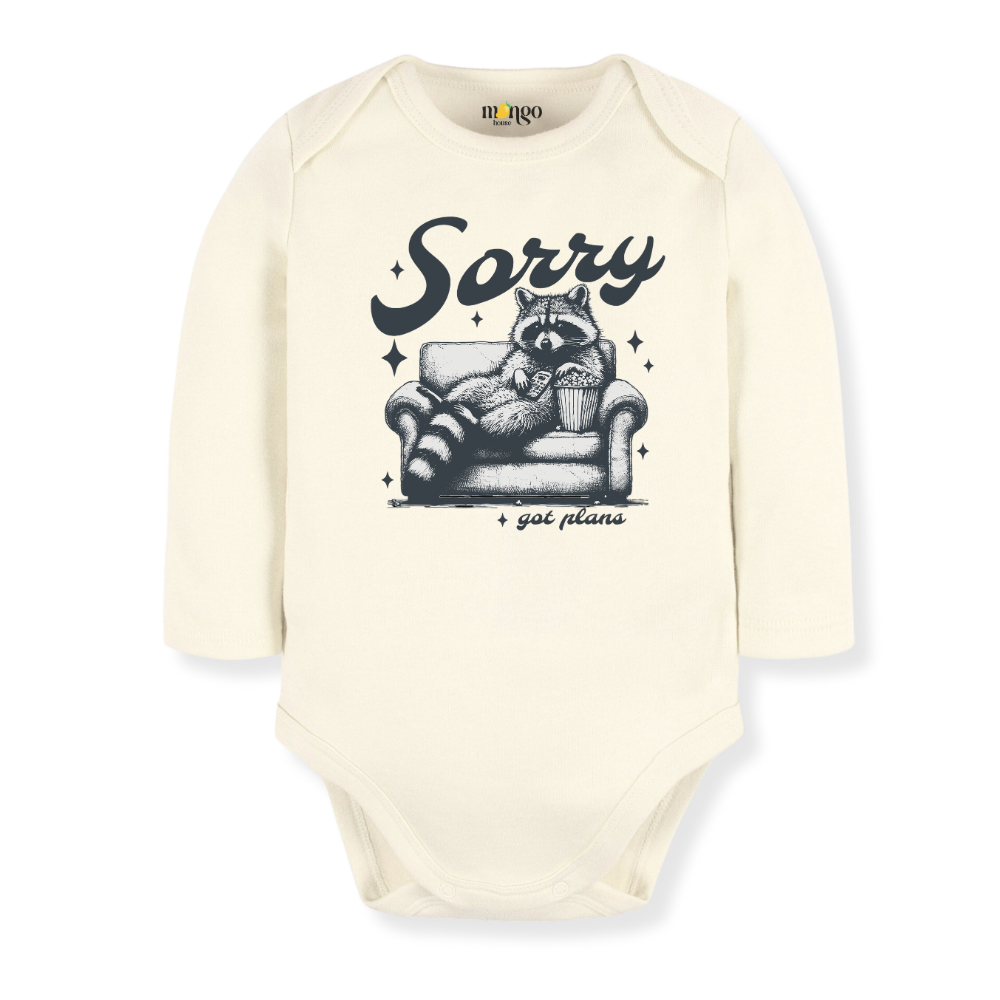 Sorry Got Plans Funny Racoon Baby Bodysuit Funny Tshirt for Kids Toddler Tee Cute Baby Gift for Baby Clothes