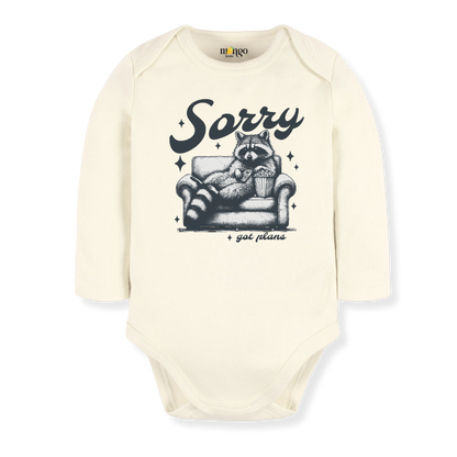 Sorry Got Plans Funny Racoon Baby Bodysuit Funny Tshirt for Kids Toddler Tee Cute Baby Gift for Baby Clothes