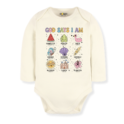God Says I am Beach Baby Bodysuit Inspirational Tshirt for Kids Toddler Tee Baby Girl Outfit Summer Tee