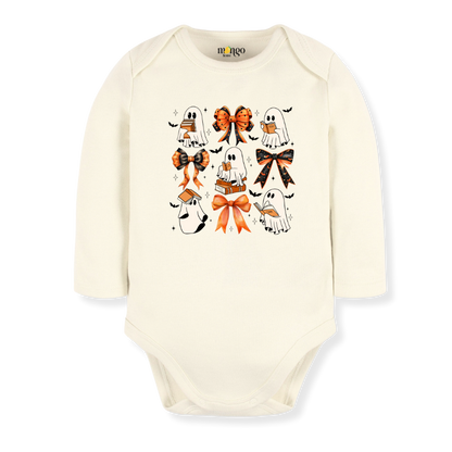 Cute Halloween Baby Bodysuit, Ghost Reading Books Halloween Toddler & Kids T-Shirt, Cute Bows Girl Tee